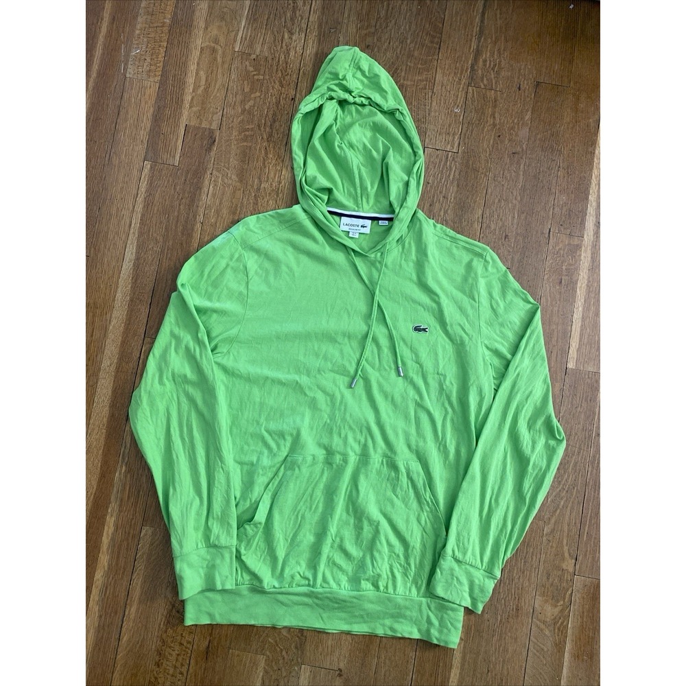 Lacoste TH9349 Lime Green Light Weight Hoodie Green Croc Men's Size Medium Read